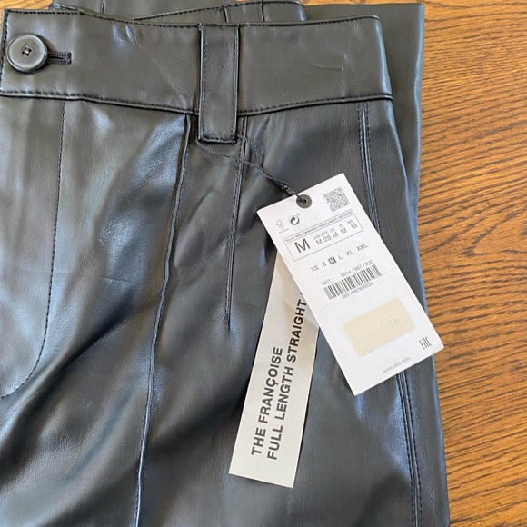 Pleather black pants Full length straight pants by Zara Medium - Picture 8 of 12
